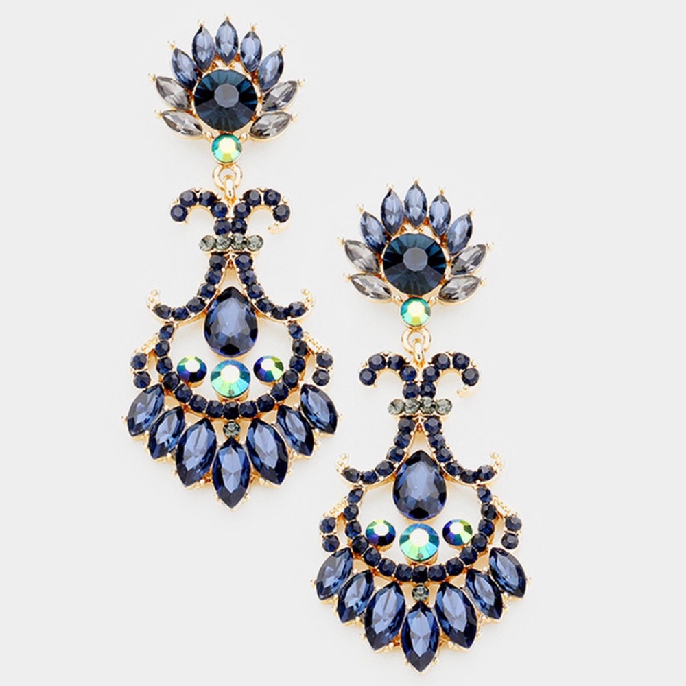 Navy Montana Blue Lotus Flower Earrings-Boutique - Picture 6 of 9